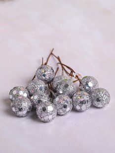 Шарик Глиттер Серебряный 10 шт Ball-Gl-d12-Silver фото
