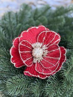 Рождественские украшения Магнолия новогодняя Красная 15 см NY-Flower-0015/026 фото