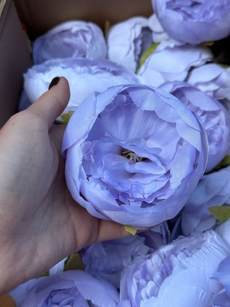Одиночный цветок пион d 7 см цвет голубой цена указана за 5 шт, высота 8 см, материал сатин 7sm /20 фото